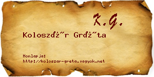 Koloszár Gréta névjegykártya